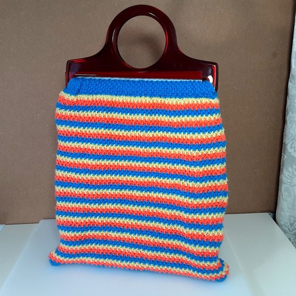 Handmade 1960s Swedish-style Knitted Laptop Purse Bag With Oversize Vintage - Picture 7 of 10